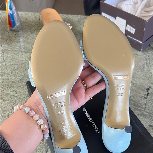 Dolce & Gabbana Sky Blue Heeled Mules - Picture 5 of 6